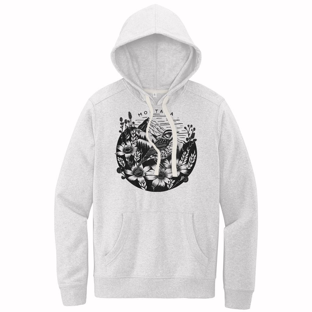 Bird and Flowers - Sustainable Recycled Fleece Hoodie
