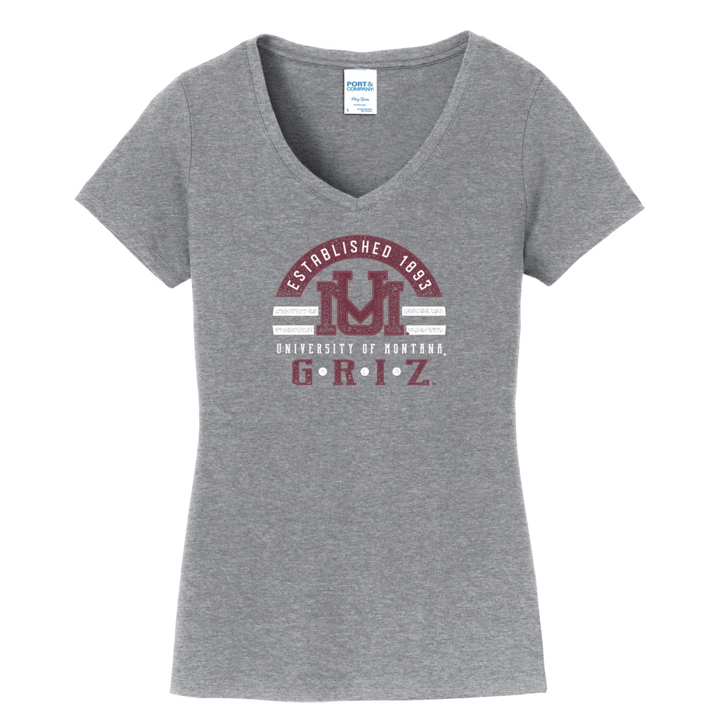 UM Badge - Port & Company Ladies Fan Favorite V-Neck Tee