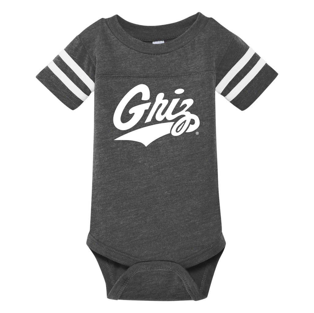 Flock Griz Script - Rabbit Skins Infant Football Fine Jersey Bodysuit