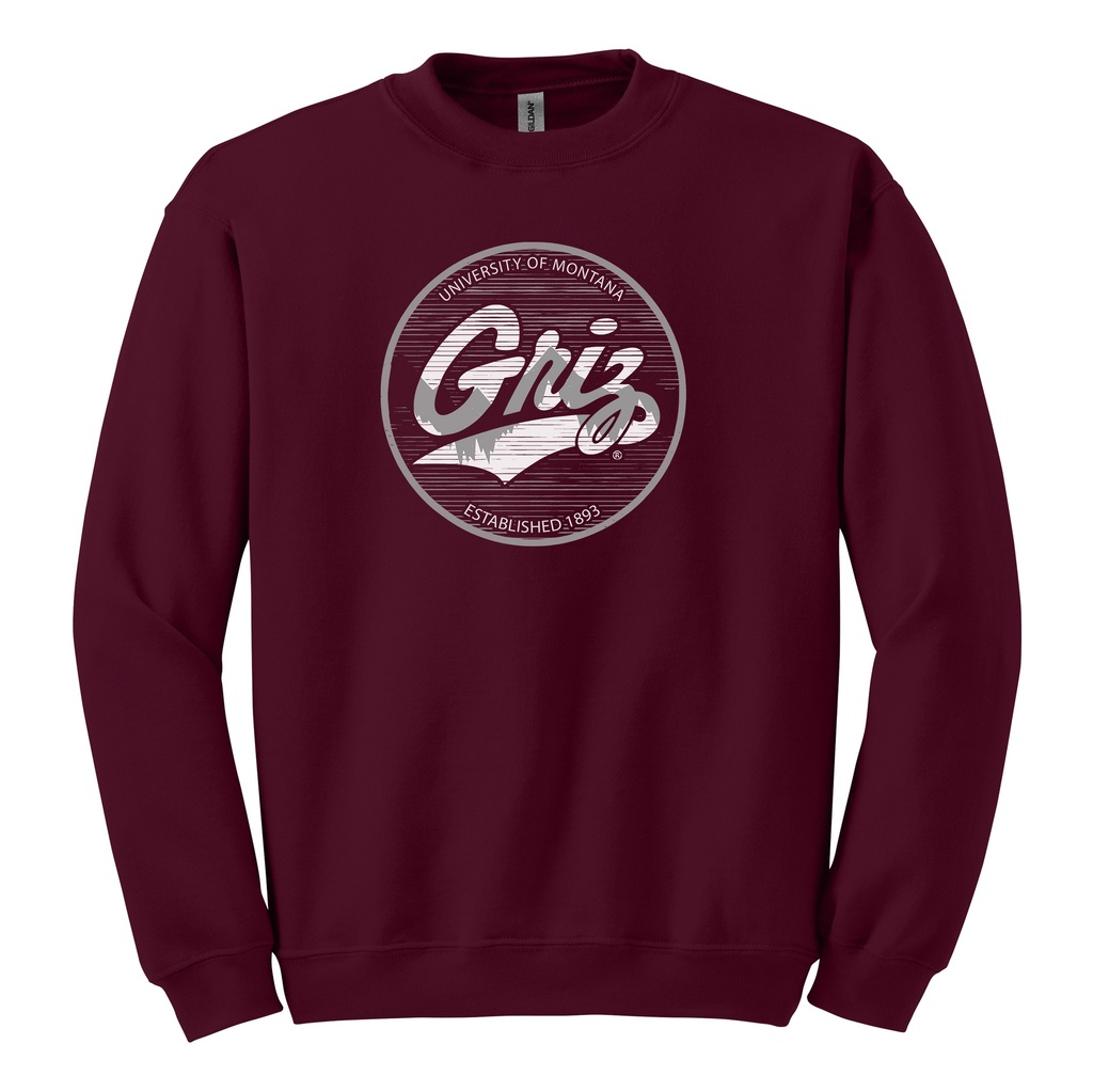 Griz Script Badge - Port & Company - Core Fleece Crewneck Sweatshirt