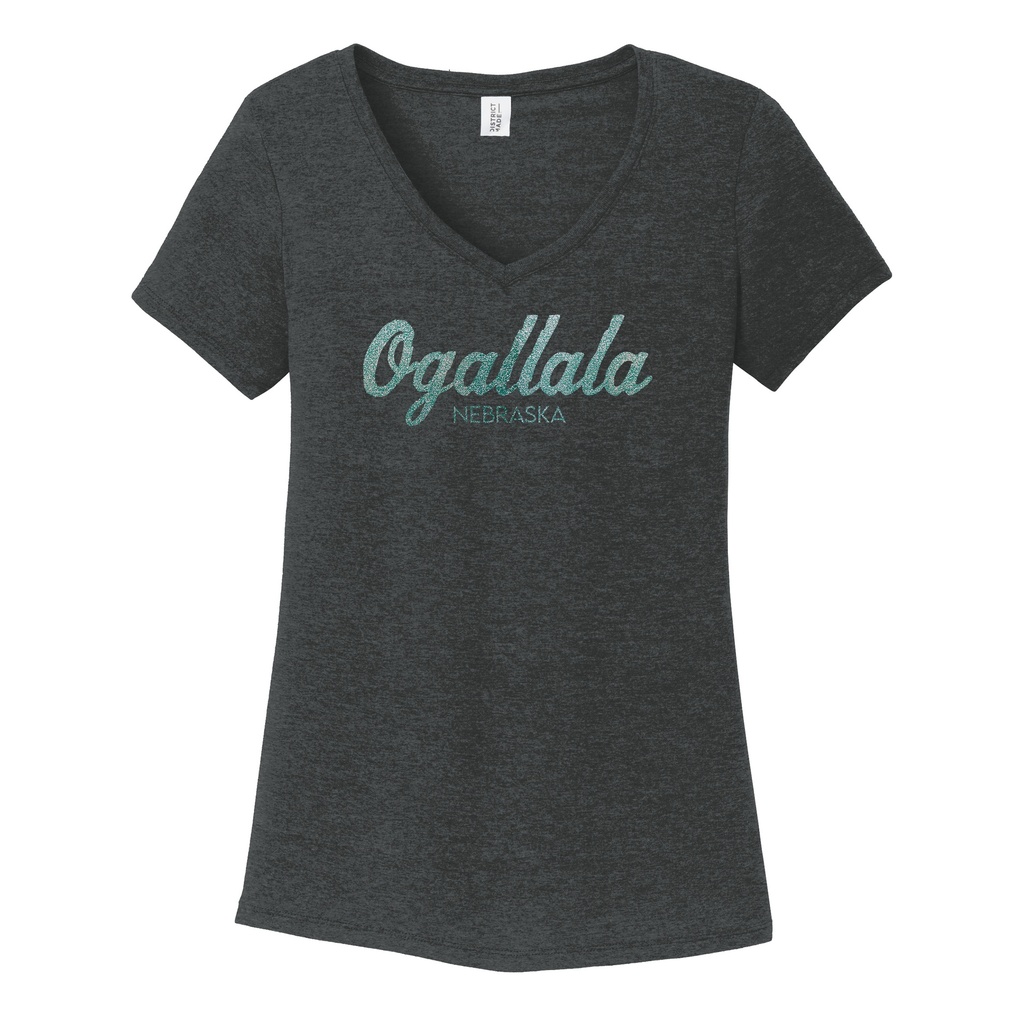 Ogallala Script Glitter V-Neck