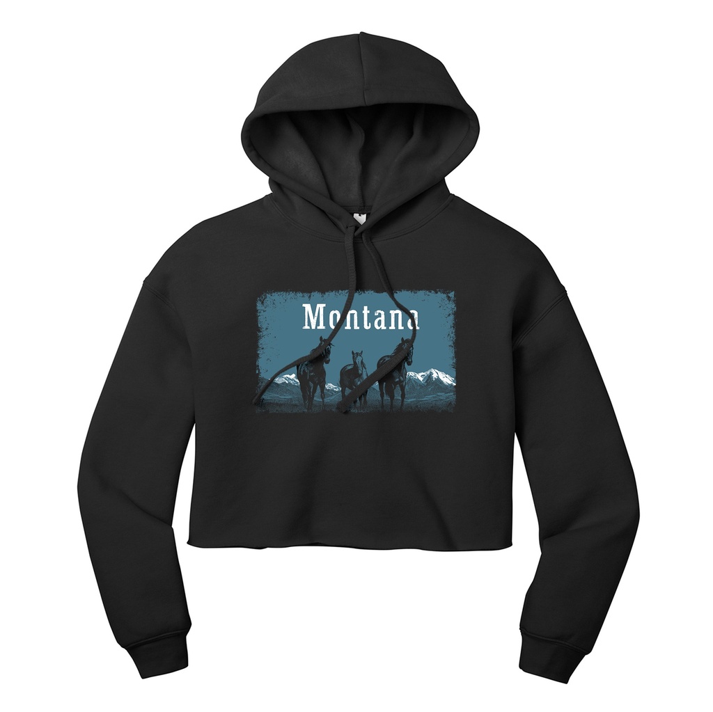 Wild Horses Montana - Women's Cropped Fleece Hoodie