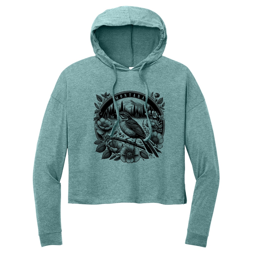 Meadowlark Flowers - Women's Tri Long Sleeve Crop Top Hoodie