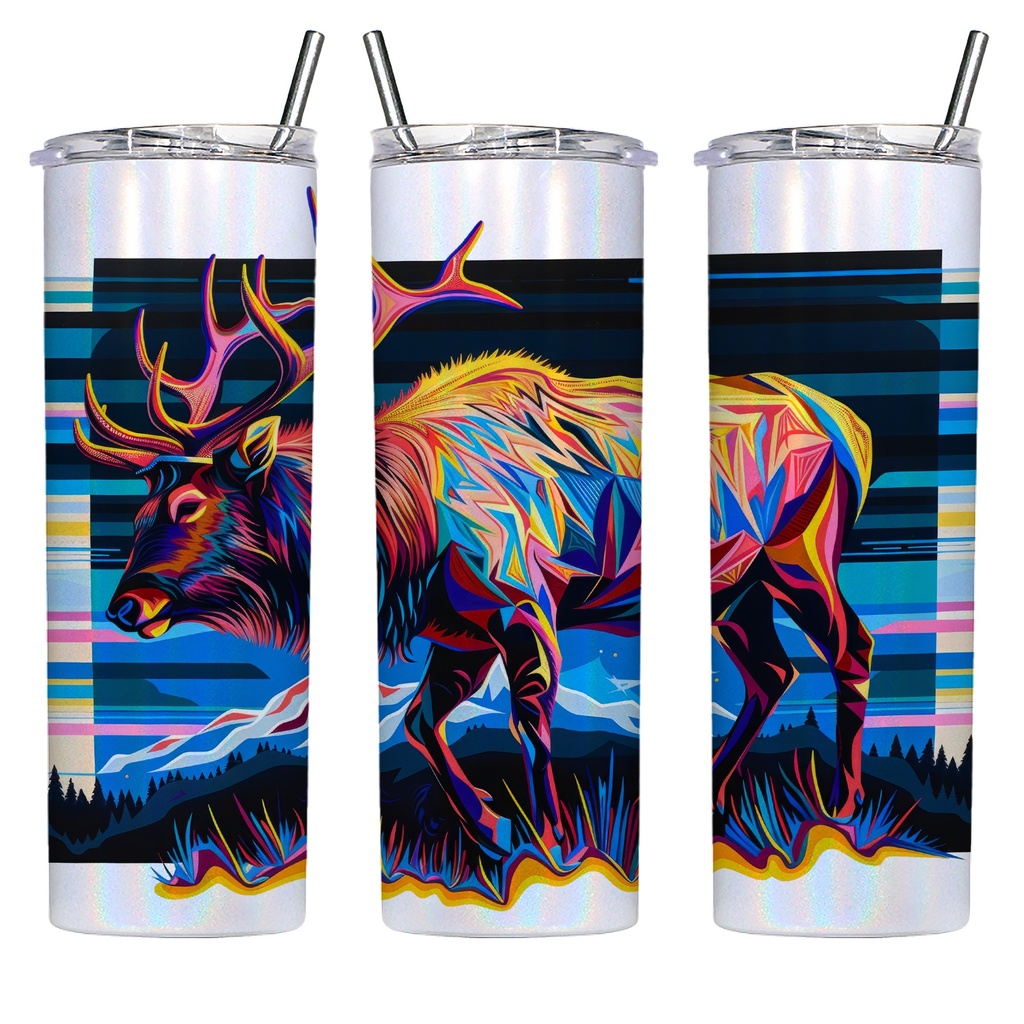 Colorful Elk 20 oz Shimmer Tumbler with Straw