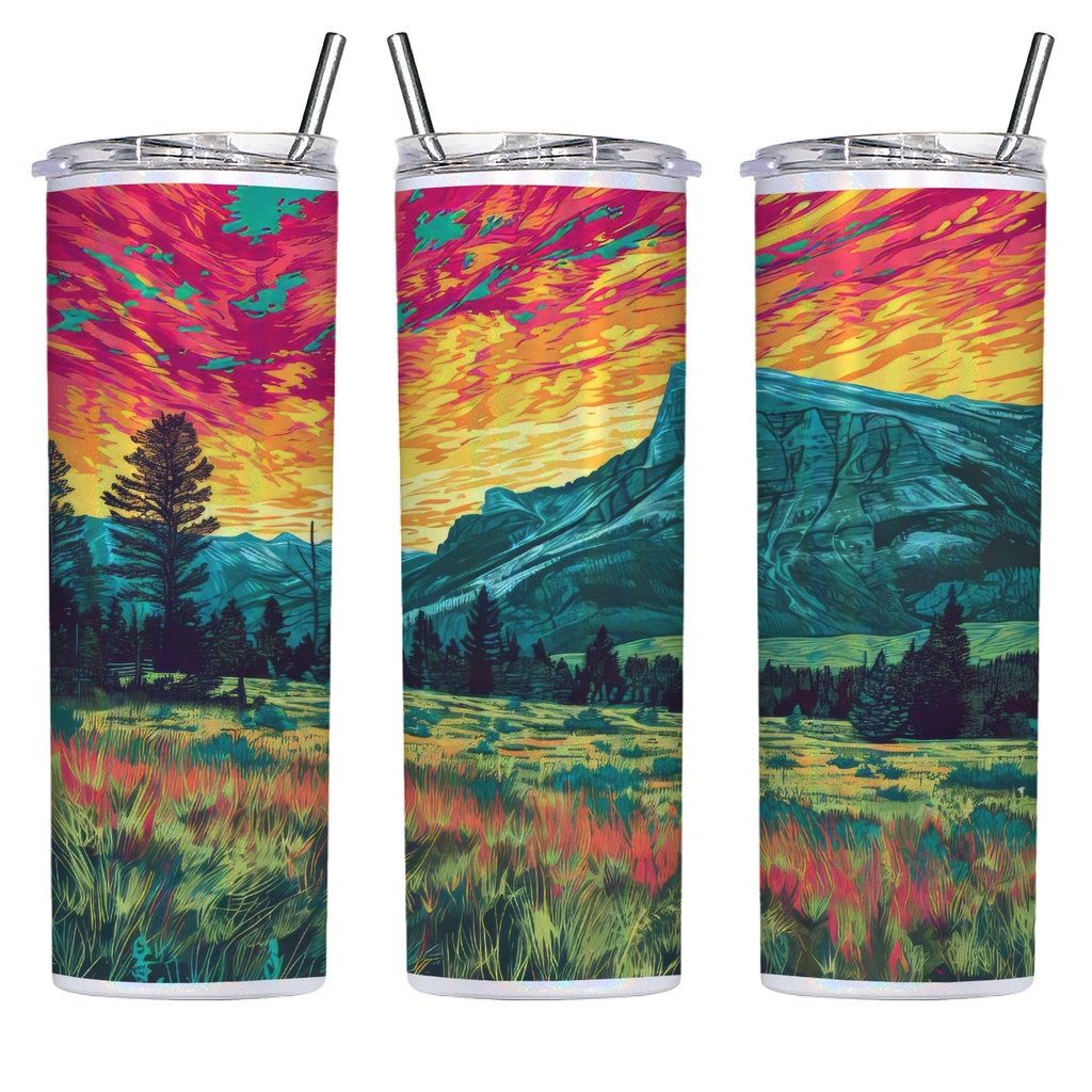 Colorful Scene 20 oz Shimmer Tumbler with Straw