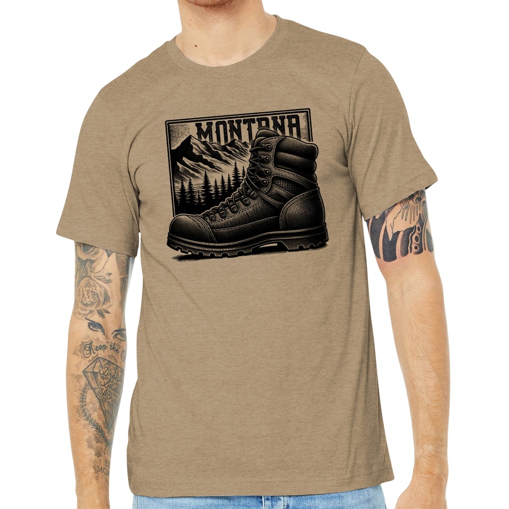 Boot Mountain Framed Montana - Unisex Soft Blend Tee