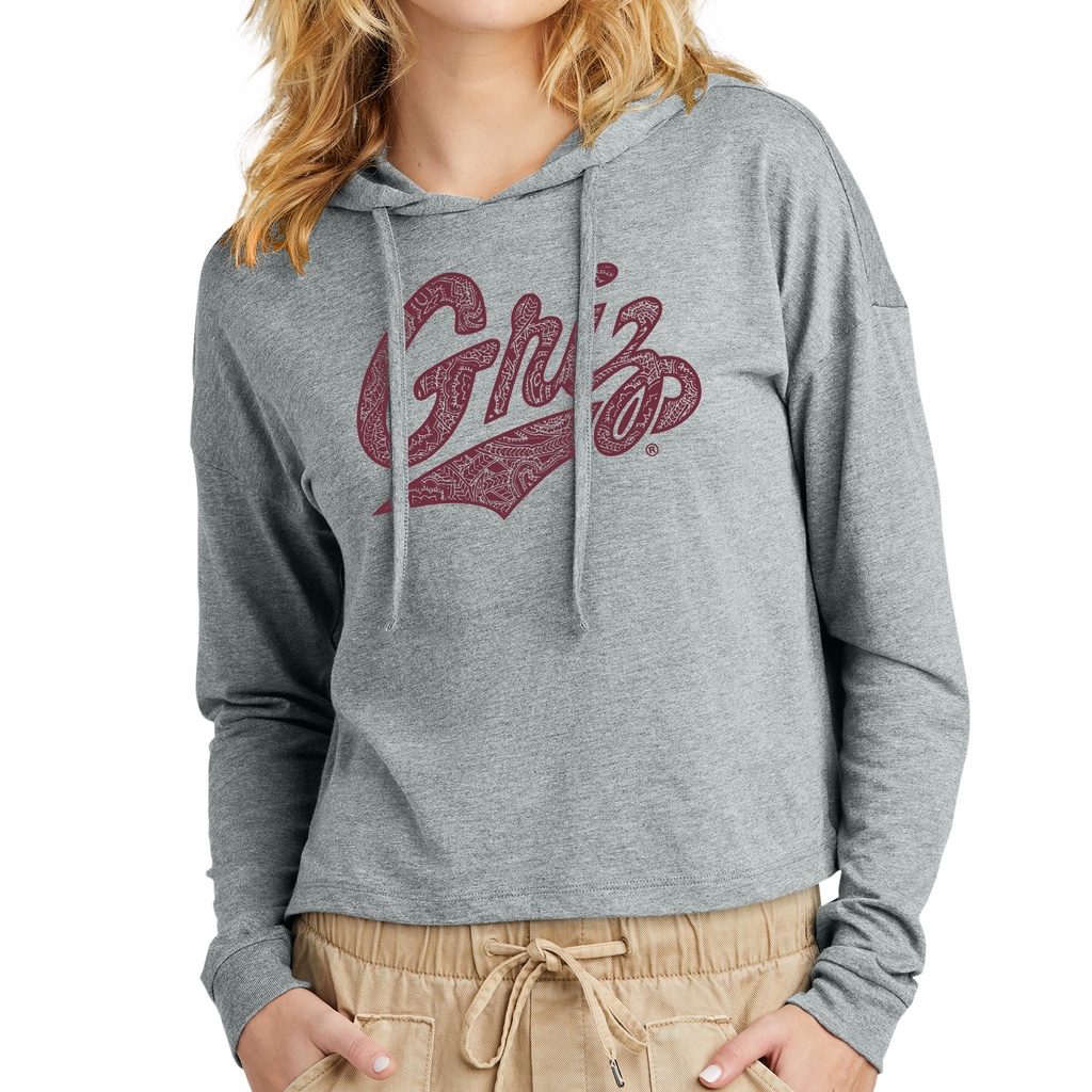 Paisley Griz Script - Women's Tri-blend Crop Long Sleeve Hoodie