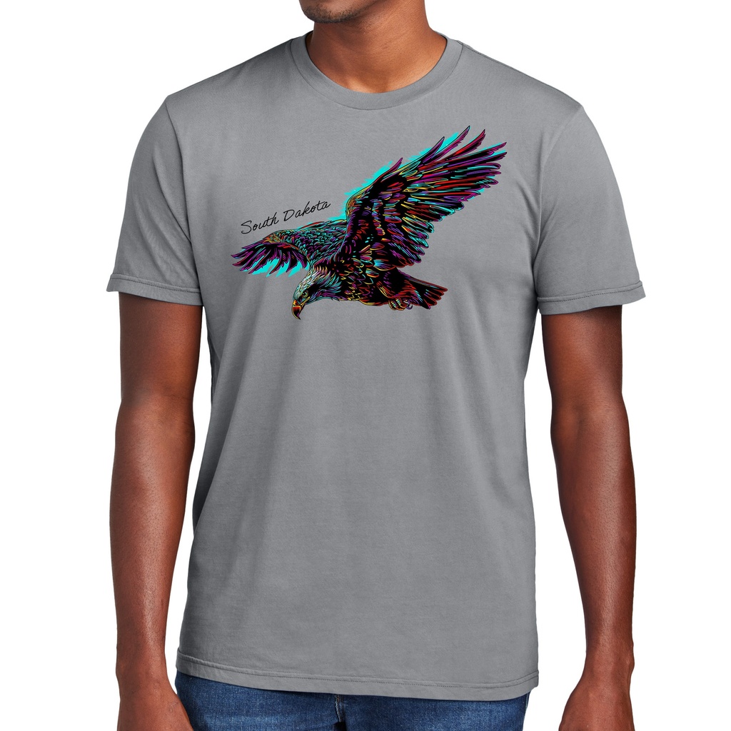 Many-Color Eagle - South Dakota - Garment Dyed Cotton Tee