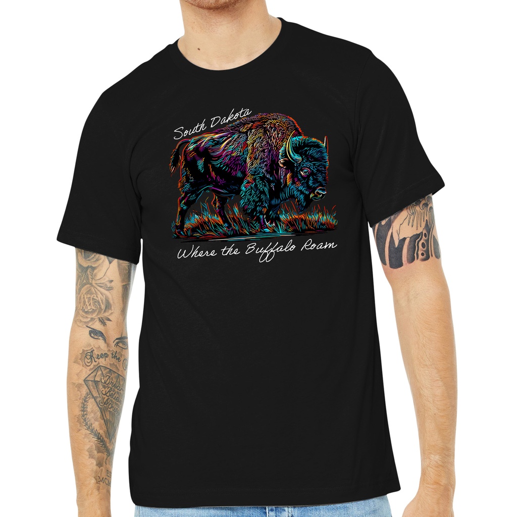 Many-Color Bison South Dakota - Unisex Soft Blend Tee