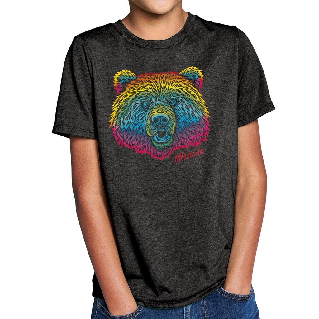 Rainbow Bear Face Missoula - Youth Tri Blend Tee