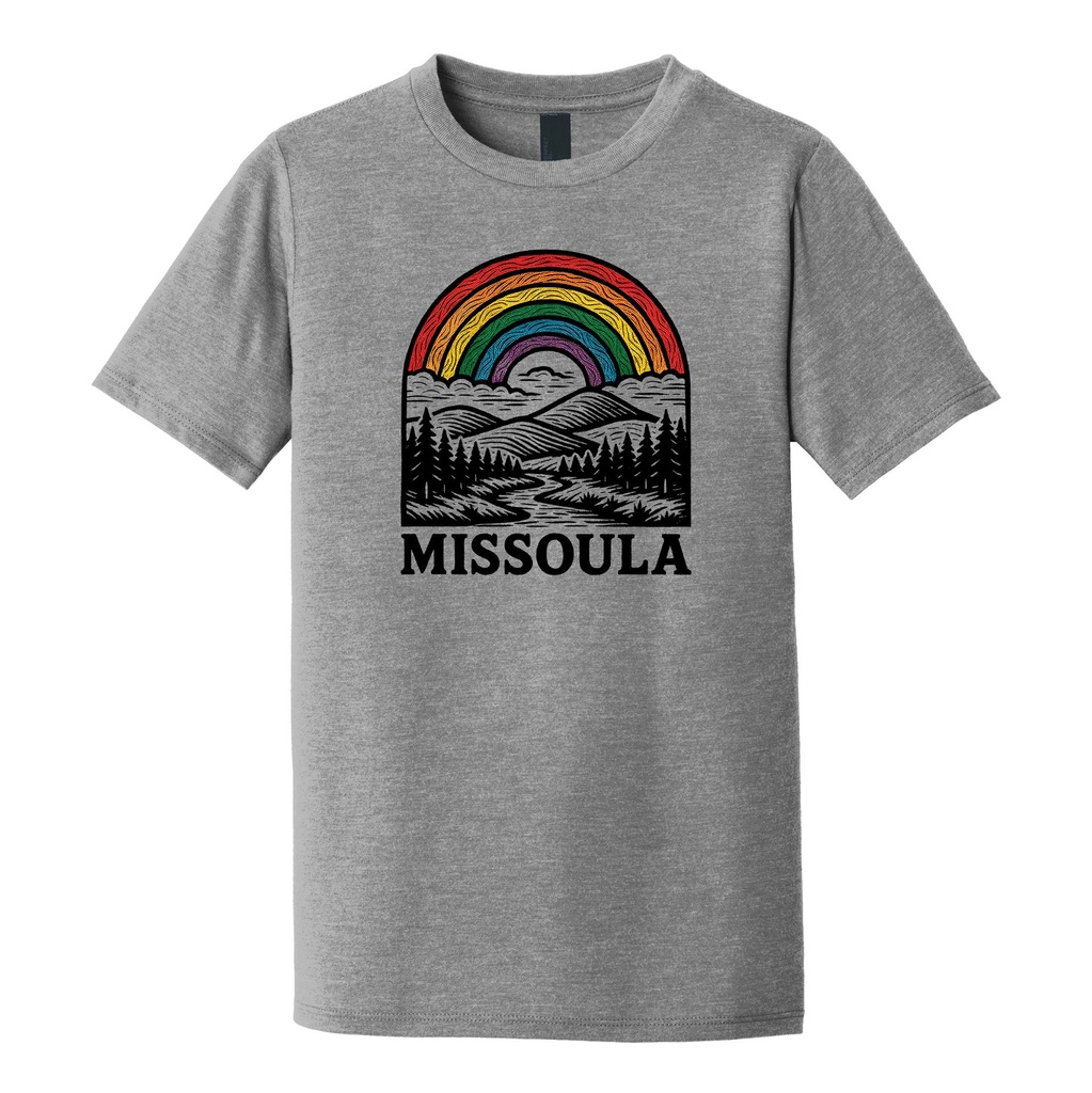 Missoula Rainbow Woodcut - Youth Tri-Blend Tee