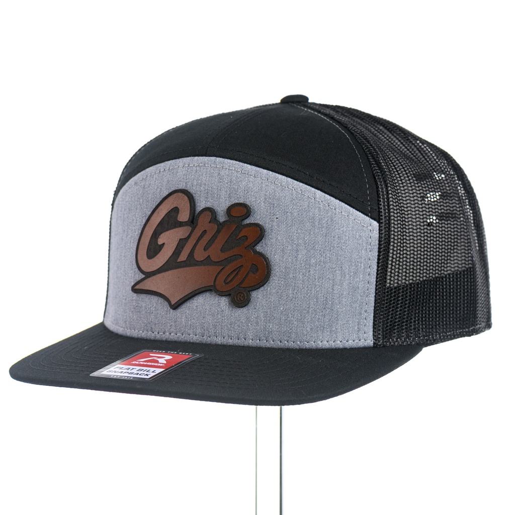 Leather Griz Script - Seven-Panel Trucker Cap