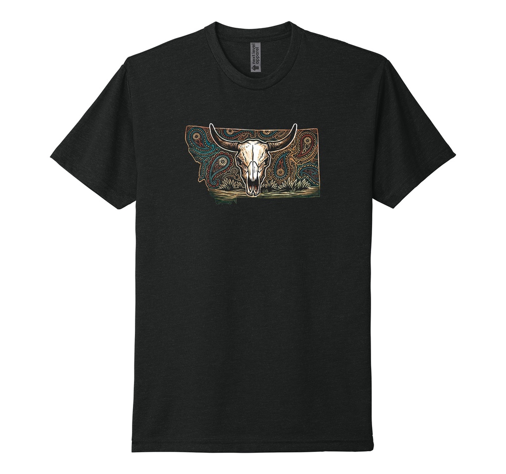 Paisley Steer Skull MT Color - Unisex CVC Tee