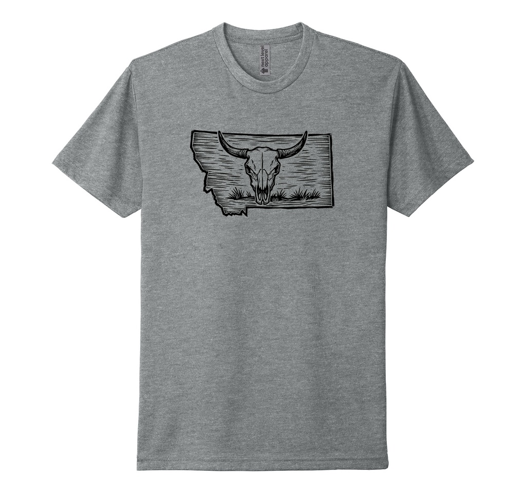 Woodcut Steer Skull MT - Unisex CVC Tee