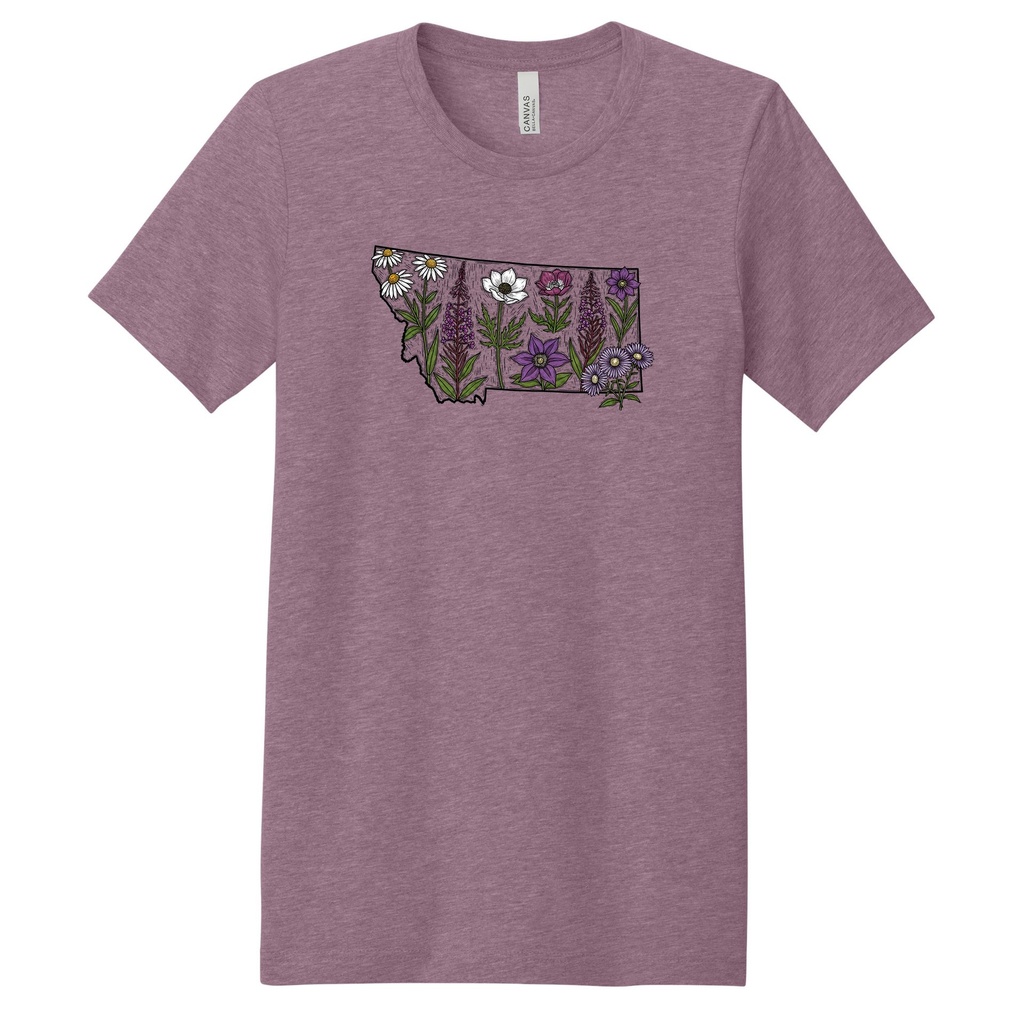 Watercolor Woodcut Wildflowers MT - Unisex Soft Blend Tee