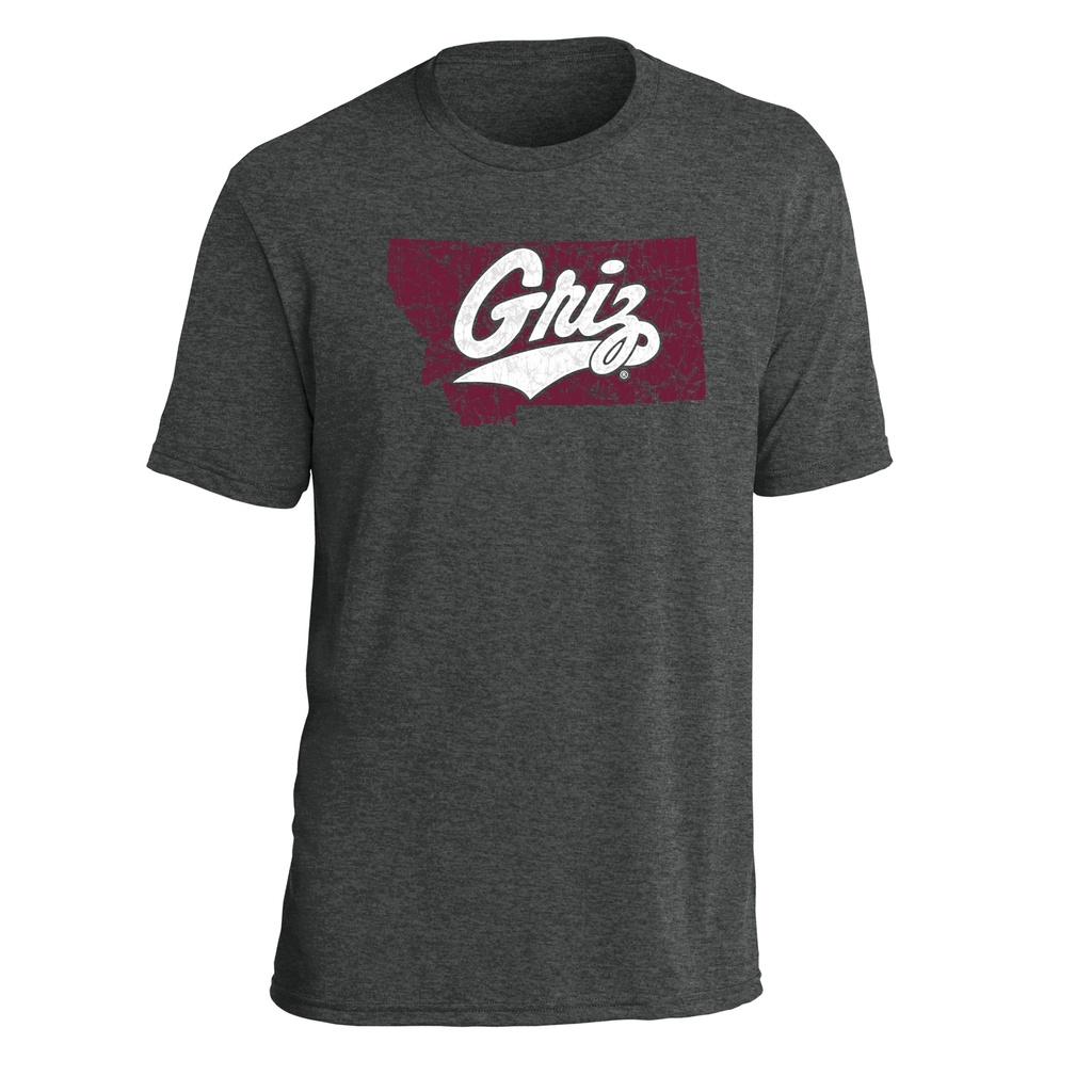 Distressed Montana Griz Script - Tri-Blend Tee