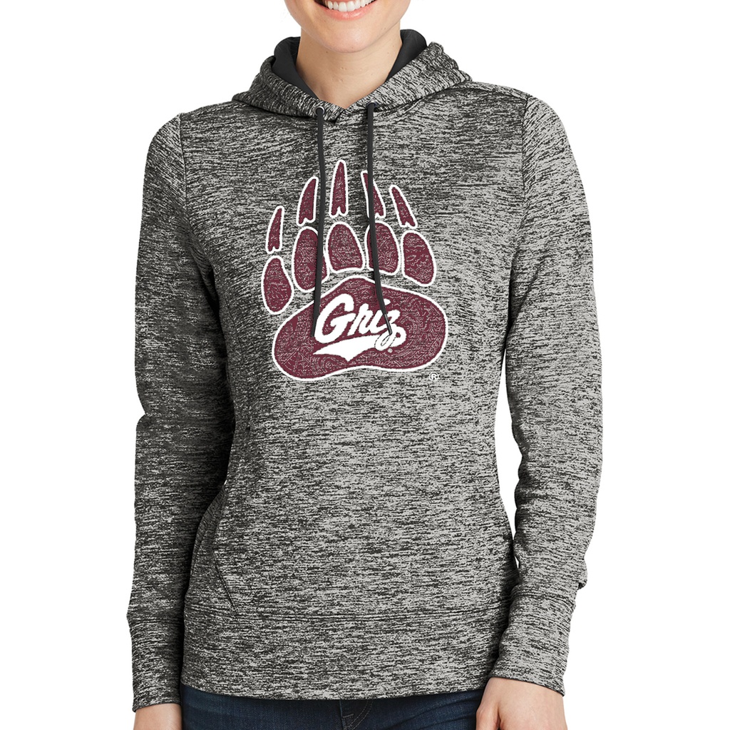 Paisley Bear Paw and Script - Sport-Tek Ladies Performance Hoodie 