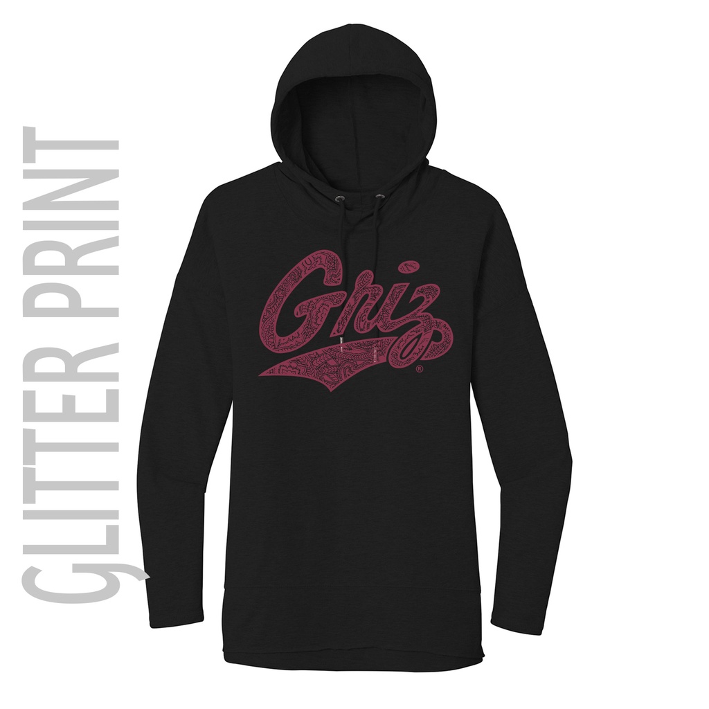 Women's Featherweight French Terry Hoodie - Paisley Script No Stroke