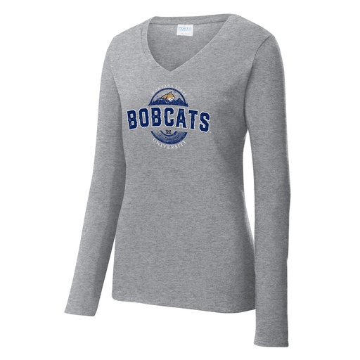 Bobcats Ladies Long Sleeve 100% Cotton V-Neck