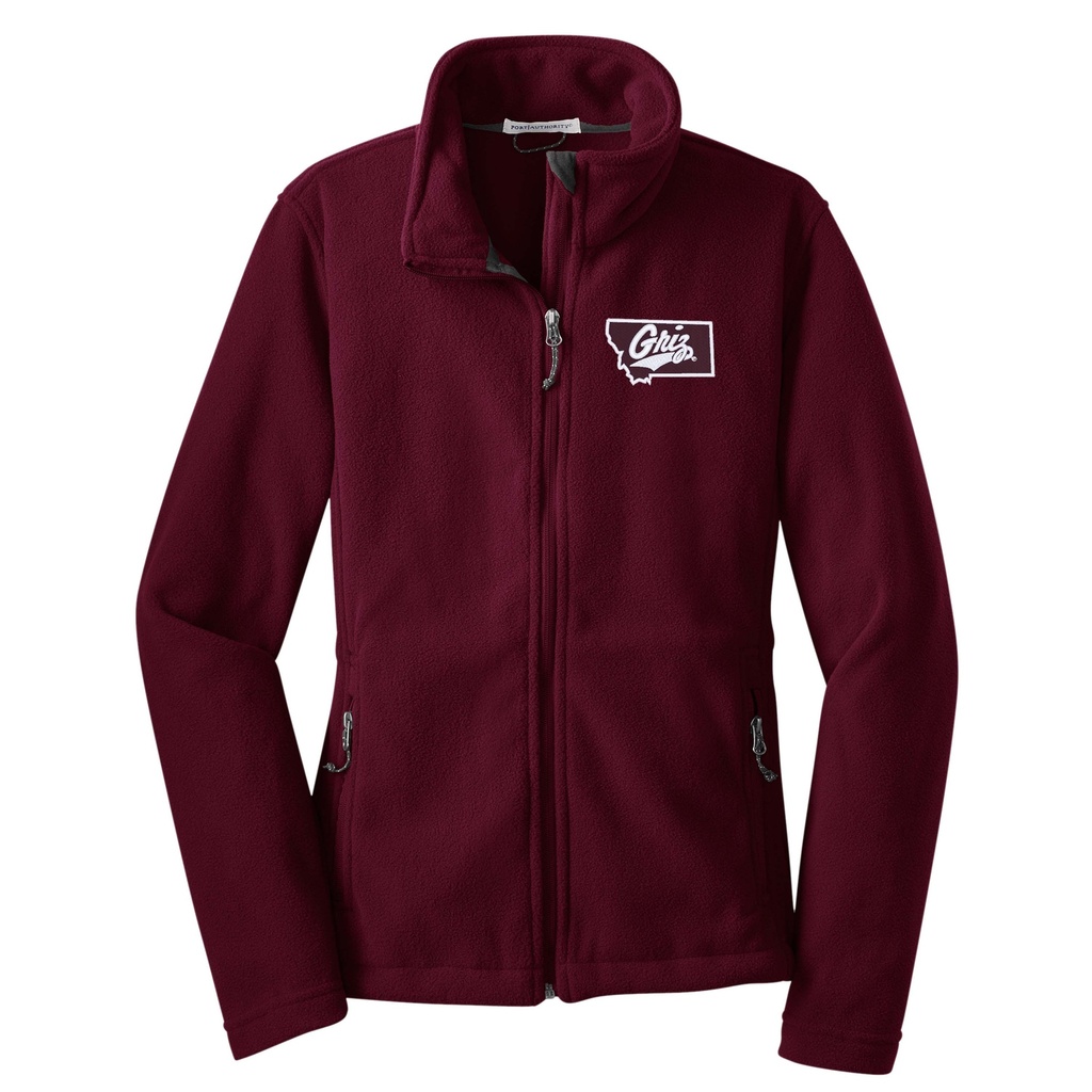 Ladies Fleece Jacket Griz Montana Embroidered