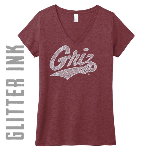 District Women's Perfect Tri V-Neck Tee - Paisley Script No Stroke