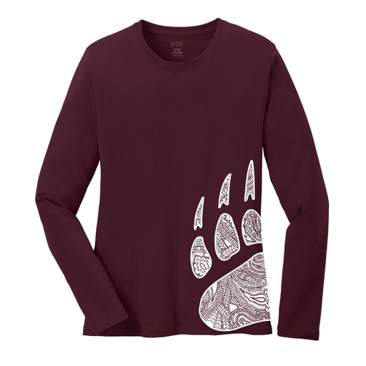 Ladies Long Sleeve Core Cotton Tee - Paisley Bear Paw