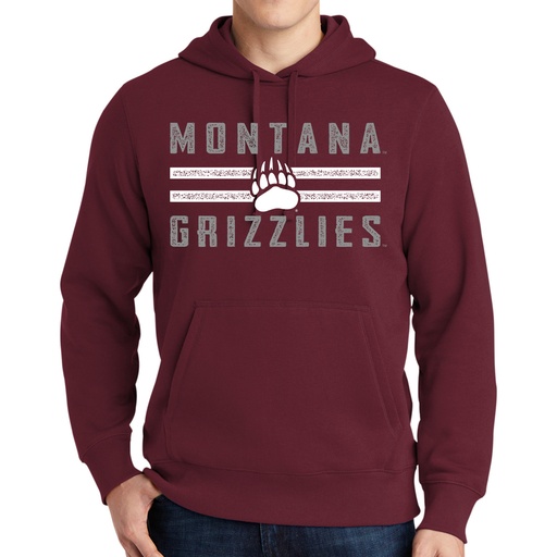Core Fleece Pullover Hooded Sweatshirt - MT Griz Lines and Paw