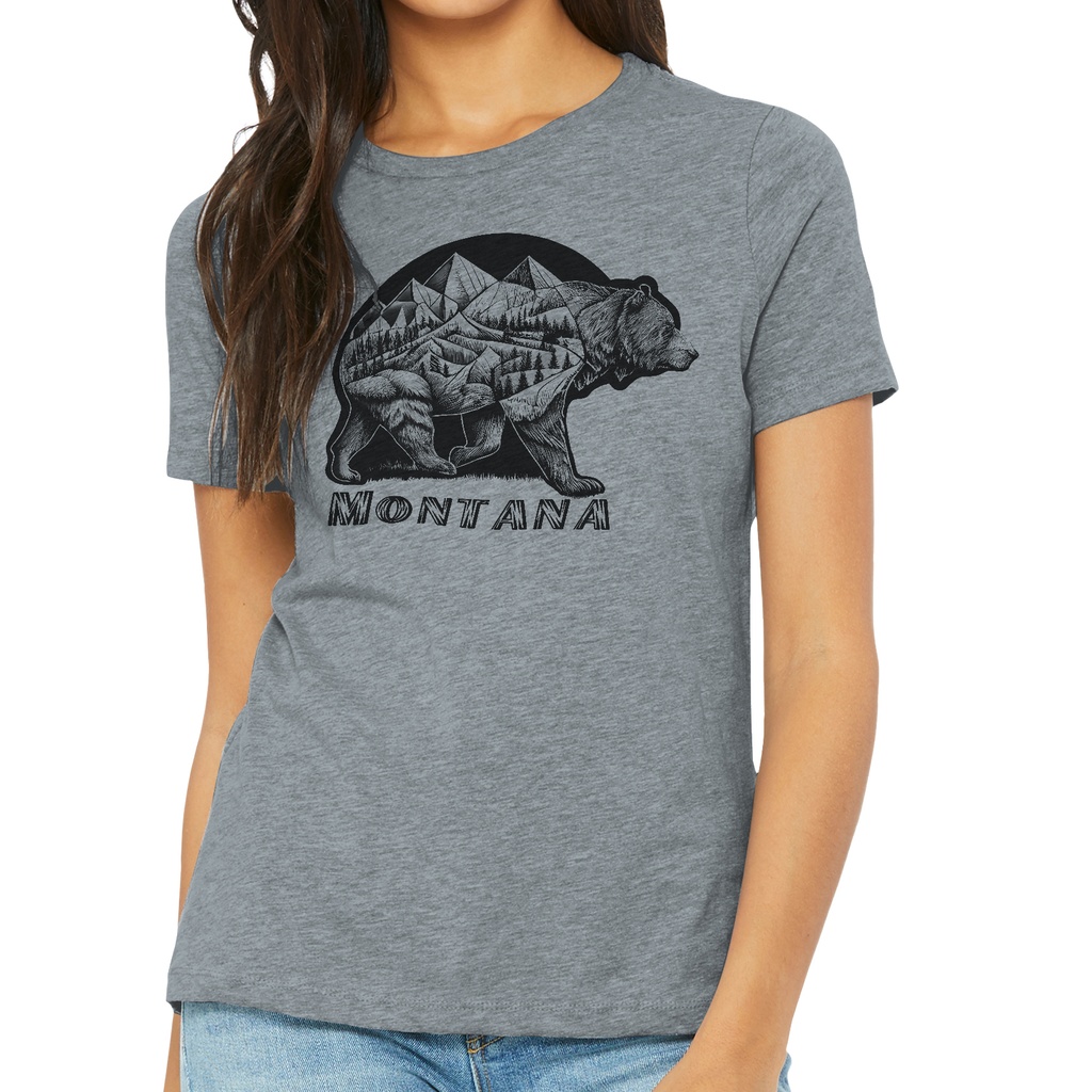 Bear Carying Mountain - Ladies Soft Blend Tee