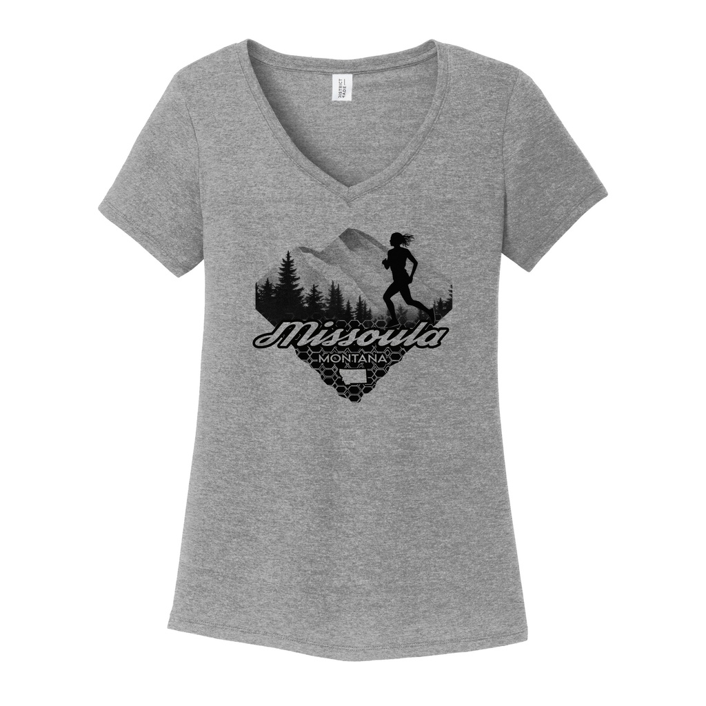 Running Woman Triblend V-Neck Tee - Missoula