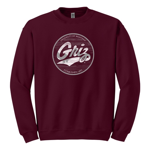 Griz Script Badge - Port & Company - Core Fleece Crewneck Sweatshirt