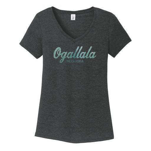 Ogallala Script Glitter V-Neck