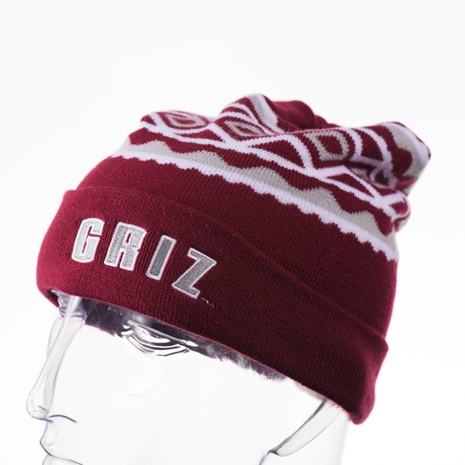 [RKD12-EMTG05-MSI] Griz Block Text - USA- Made Diamond Knit Beanie