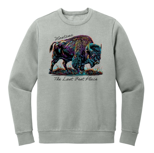 Many-Color Bison - Wash Fleece Crew