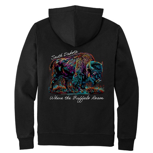 Many-Color Bison South Dakota - Recycled Fleece Full Zip Hoodie