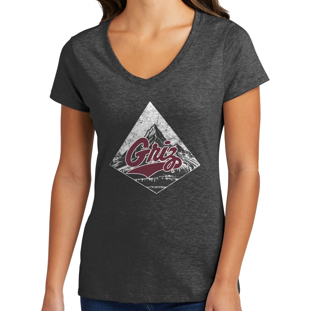 Diamond Mountain Griz - Ladies Cotton V-Neck Tee
