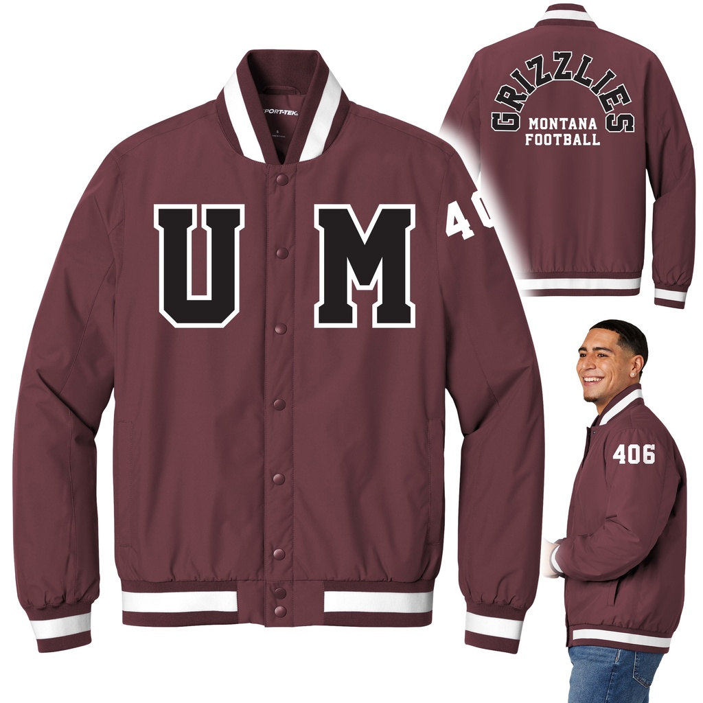 UM Griz Football - Sport-Tek Insulated Varsity Jacket