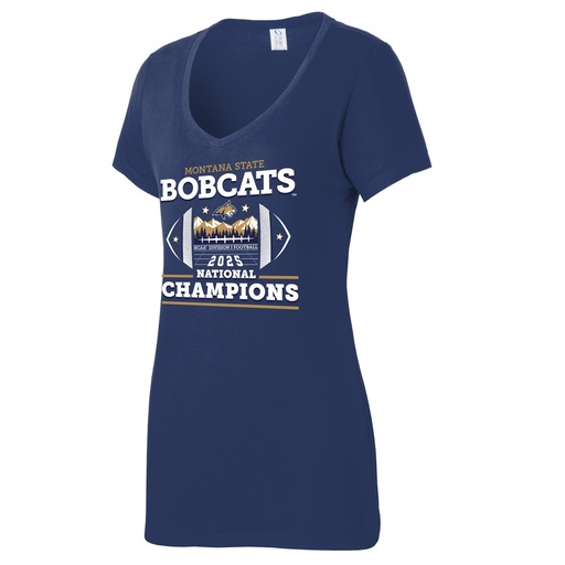 Bobcat 2025 Champions - Ladies Cotton V-Neck Tee