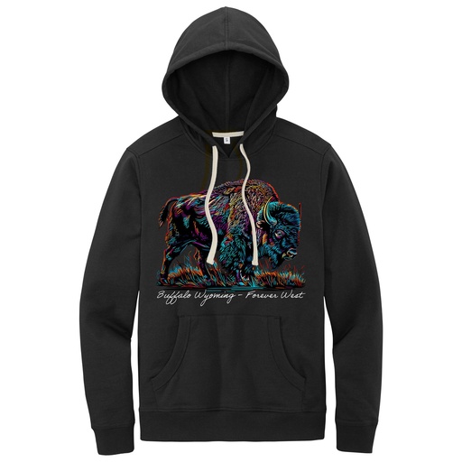 Many-Color Bison - Wyoming - Recycled Fleece Hoodie