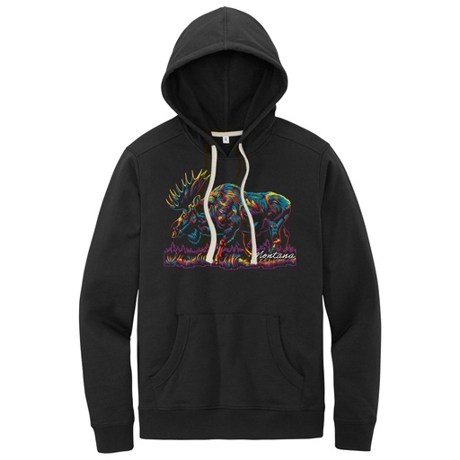 Many-Color Moose Montana - Recycled Fleece Hoodie