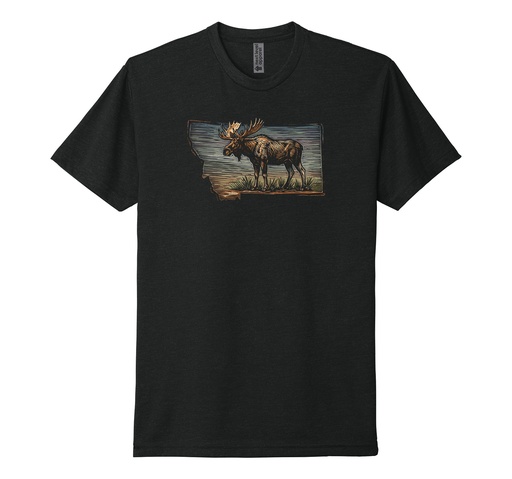 Color Woodcut Moose MT - Unisex CVC Tee