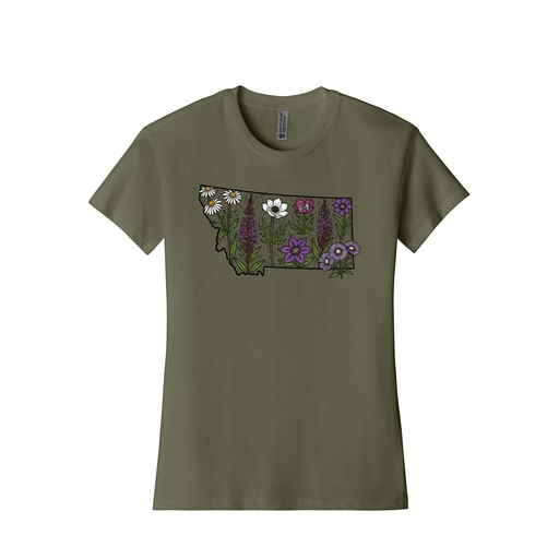 Watercolor Woodcut Wildflowers MT - Women's CVC Tee